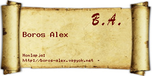 Boros Alex névjegykártya